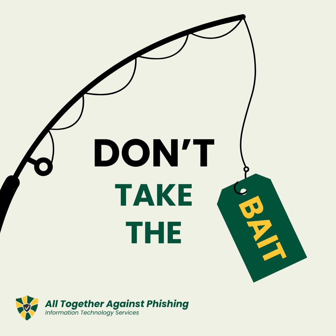 Don't take the bait! 🎣
Phishing emails can look like job offers, account warnings, or other urgent requests designed to get you to click.
Those links and attachments may lead to a fake website set up to steal your personal information or download malware onto your computer.
If something seems off, trust your instincts. Don't respond, don't click, and report it using the Outlook Report button or email phish@gmu.edu.
#AllTogetherAgainstPhishing #georgemasonits