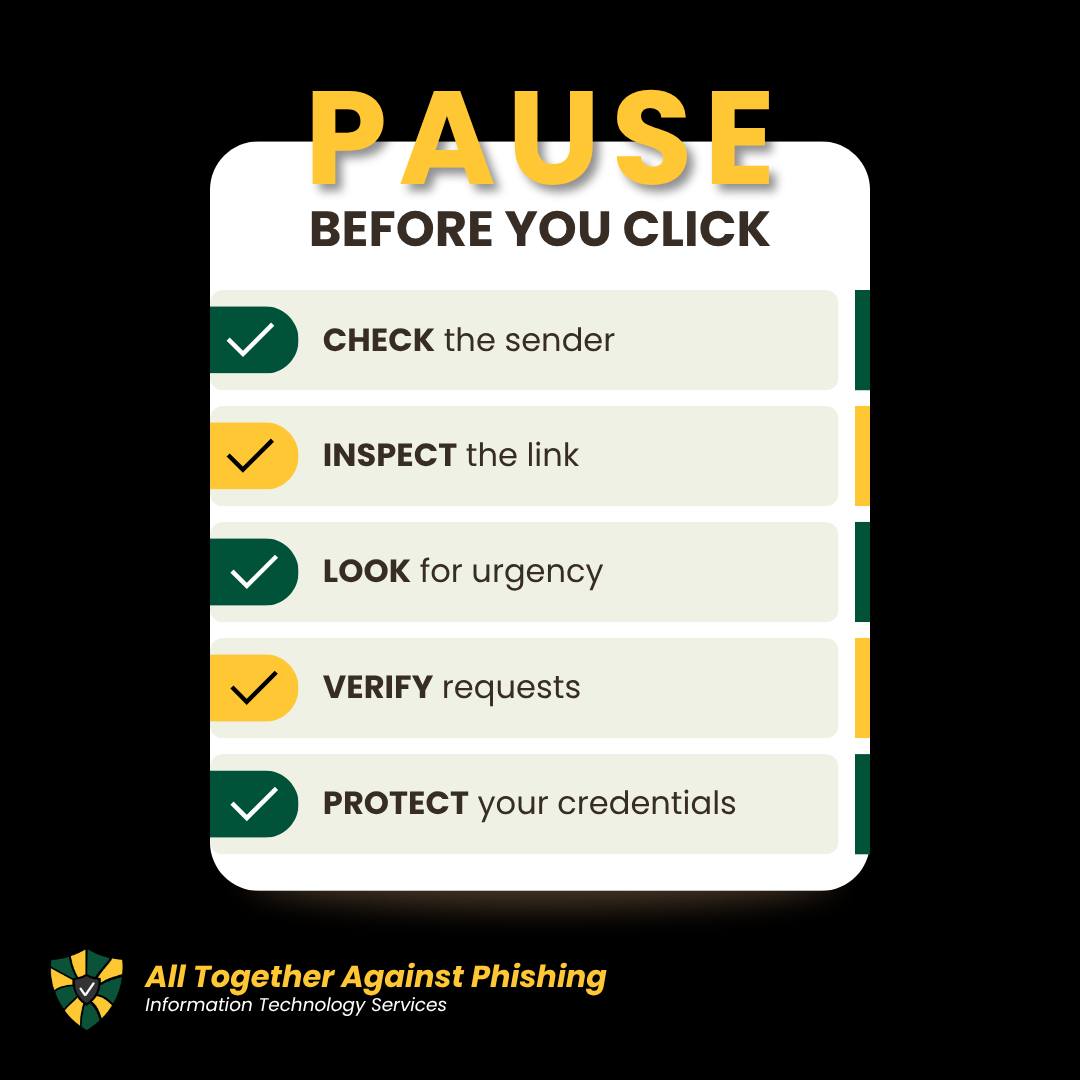 Phishing happens fast, but a quick pause and the right next steps can help keep your account secure. 🛡️
#AllTogetherAgainstPhishing #georgemasonits