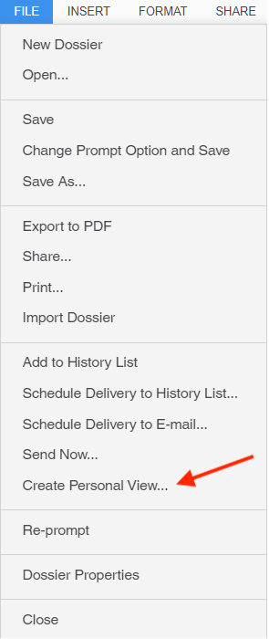 MicroStrategy Personal View Dossier Step 2 create personal view