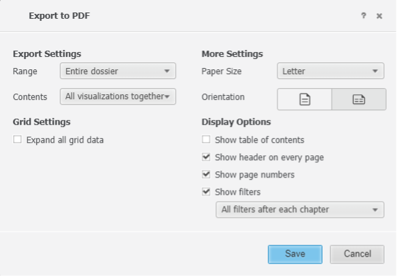 dossier sub export to pdf
