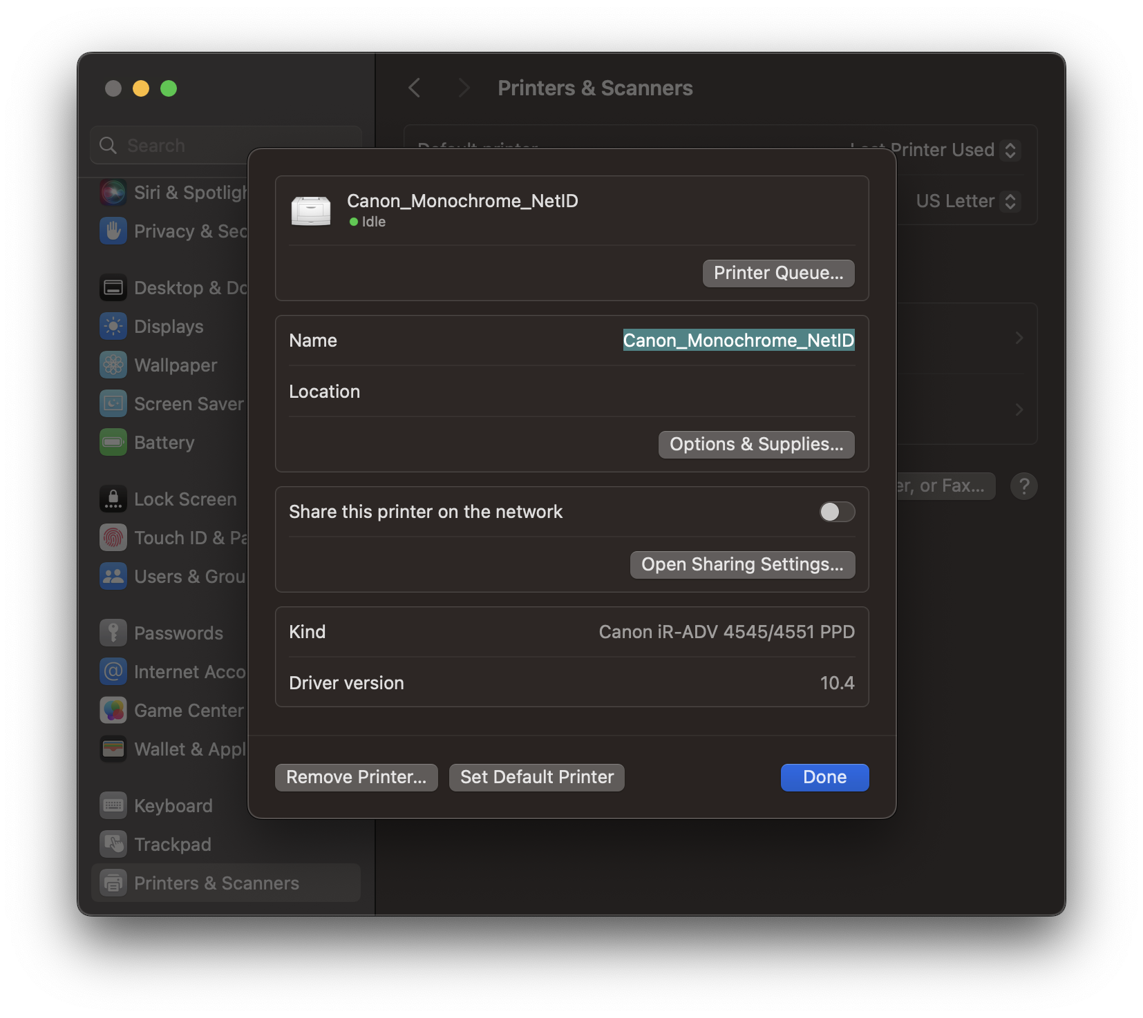select printer